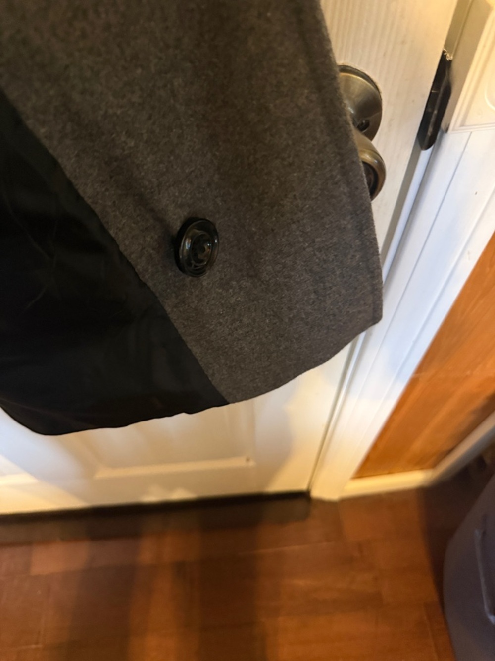 Anne Klein Gray Double-Breasted Wool-Blend Peacoat - Picture 4 of 7